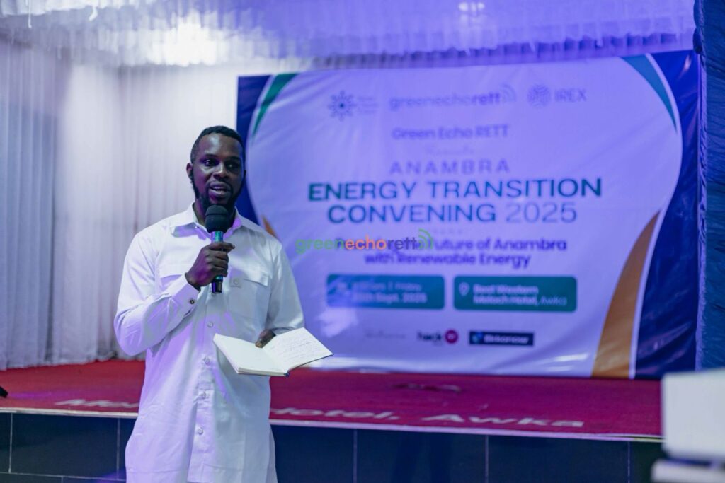 A speaker at the Anambra Energy Transition Convening 2025, where participants explored how states can drive Nigeria’s energy transition.